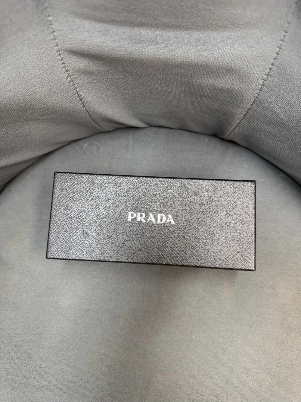 Prada Black Signature Temple Rectangular Sunglasses